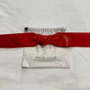 Brand New See by Chloe Red Knot Belt Size 80 See By Chloé // Red Patent Leather Kriss Bag – VSP Consignment main image 3